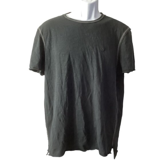 TRUE RELIGION Slub Knit Cotton T-Shirt M Crewneck Short Sleeve Tee Washed Black - Picture 1 of 5